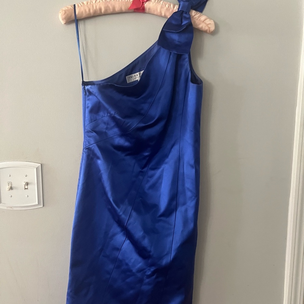 Trina Turk Blue Ruched One-Shoulder Cocktail Dress